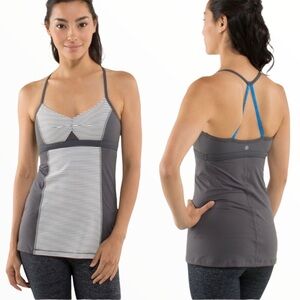 LULULEMON Bend & Flow Tank With Angel Wing Grey HyperStripe Size 2